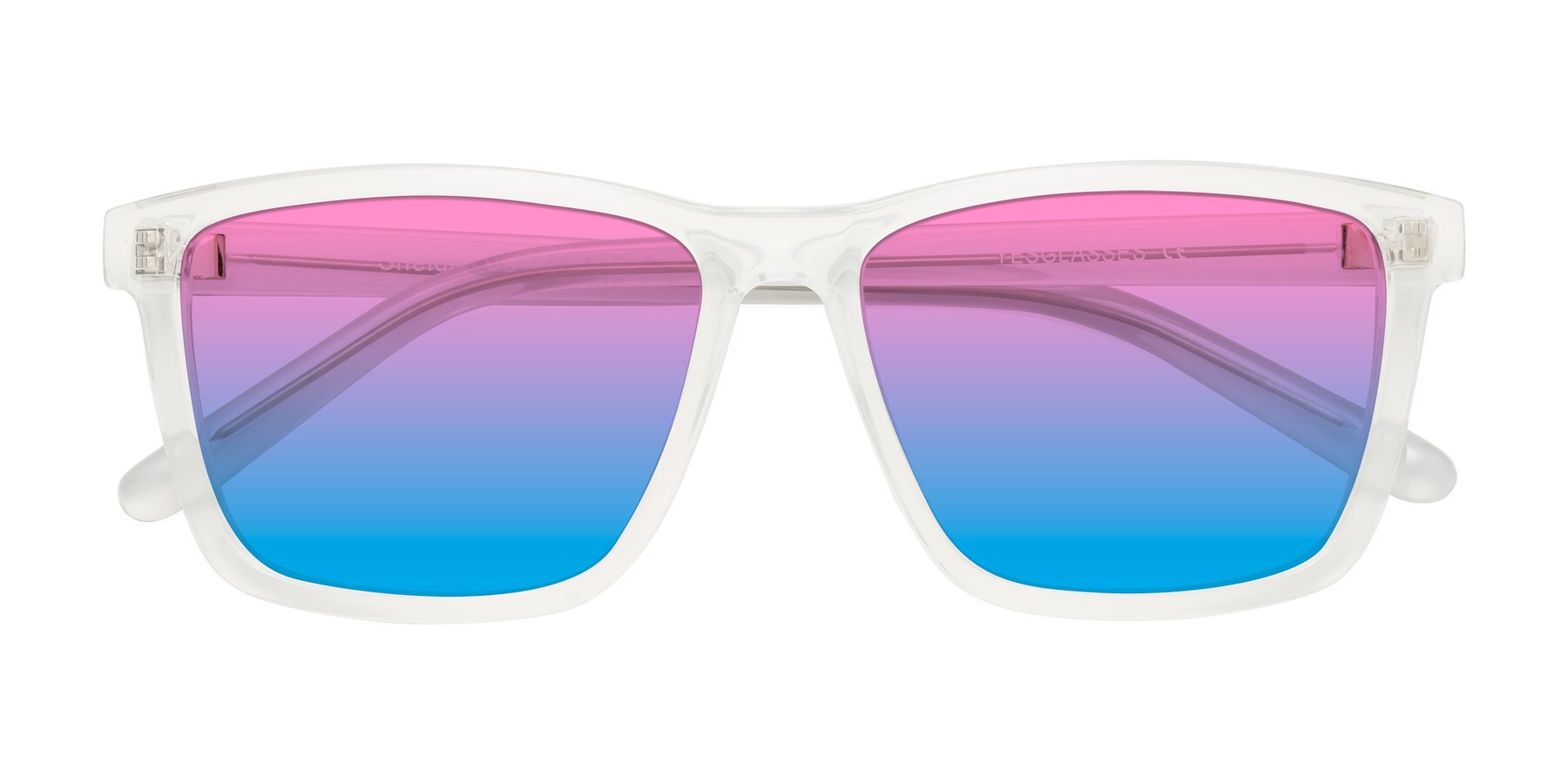 Folded Front of Sheldon in Translucent White with Pink / Blue Gradient Lenses