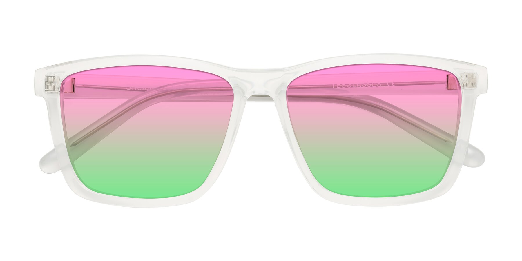 Folded Front of Sheldon in Translucent White with Pink / Green Gradient Lenses