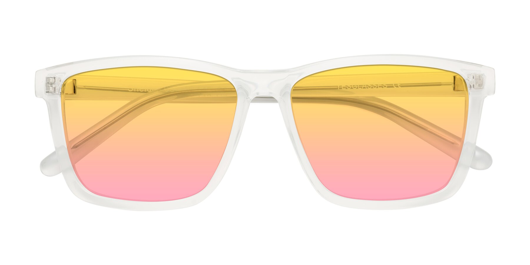 Folded Front of Sheldon in Translucent White with Yellow / Pink Gradient Lenses