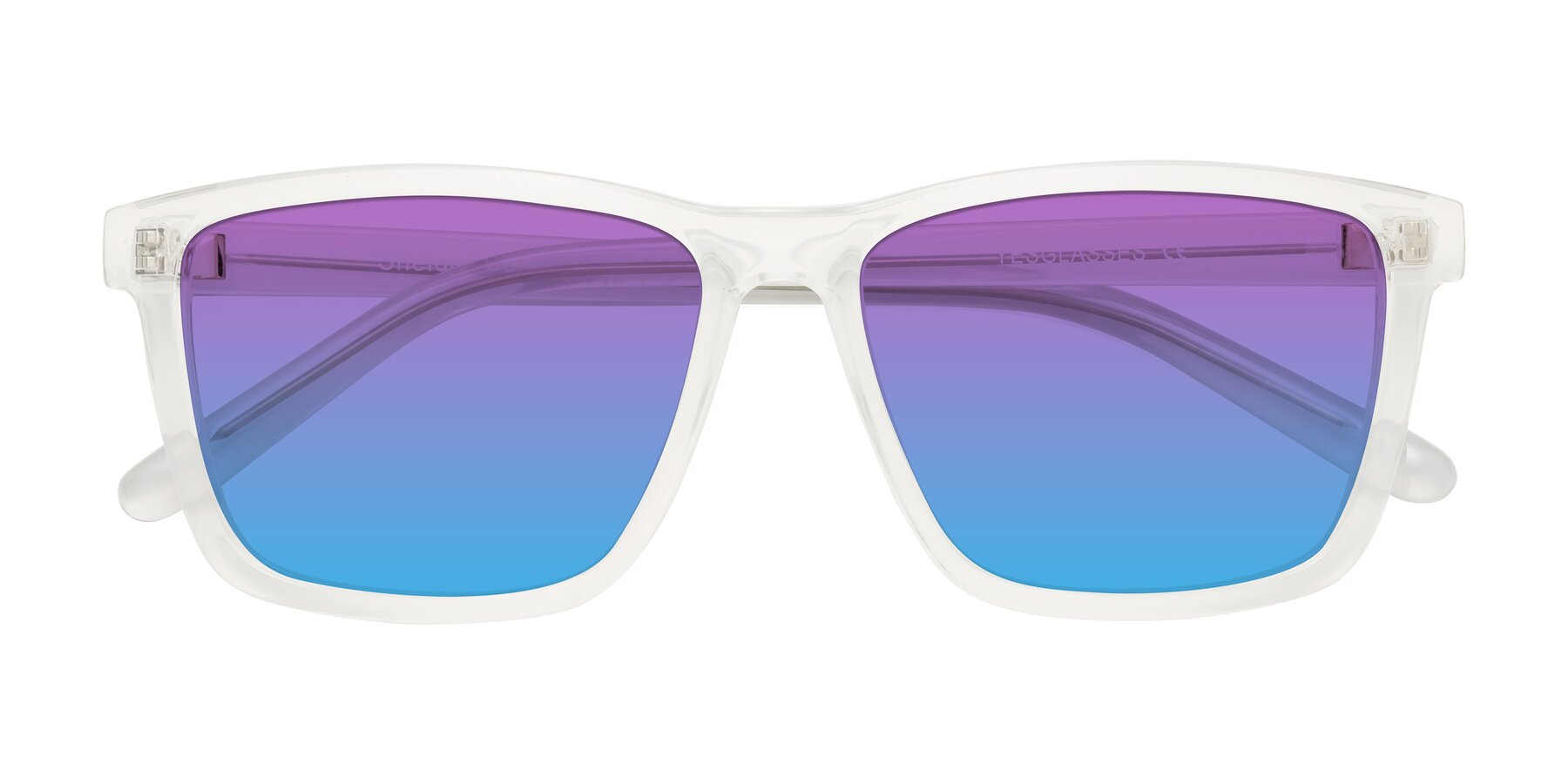 Folded Front of Sheldon in Translucent White with Purple / Blue Gradient Lenses