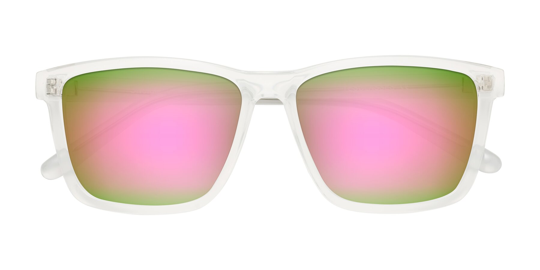Folded Front of Sheldon in Translucent White with Pink Mirrored Lenses