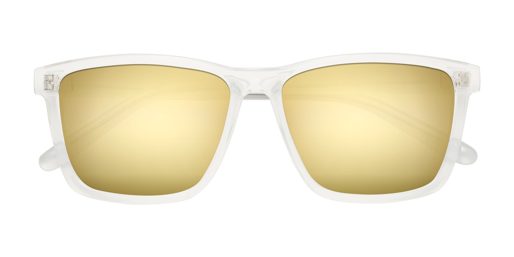 Folded Front of Sheldon in Translucent White with Gold Mirrored Lenses