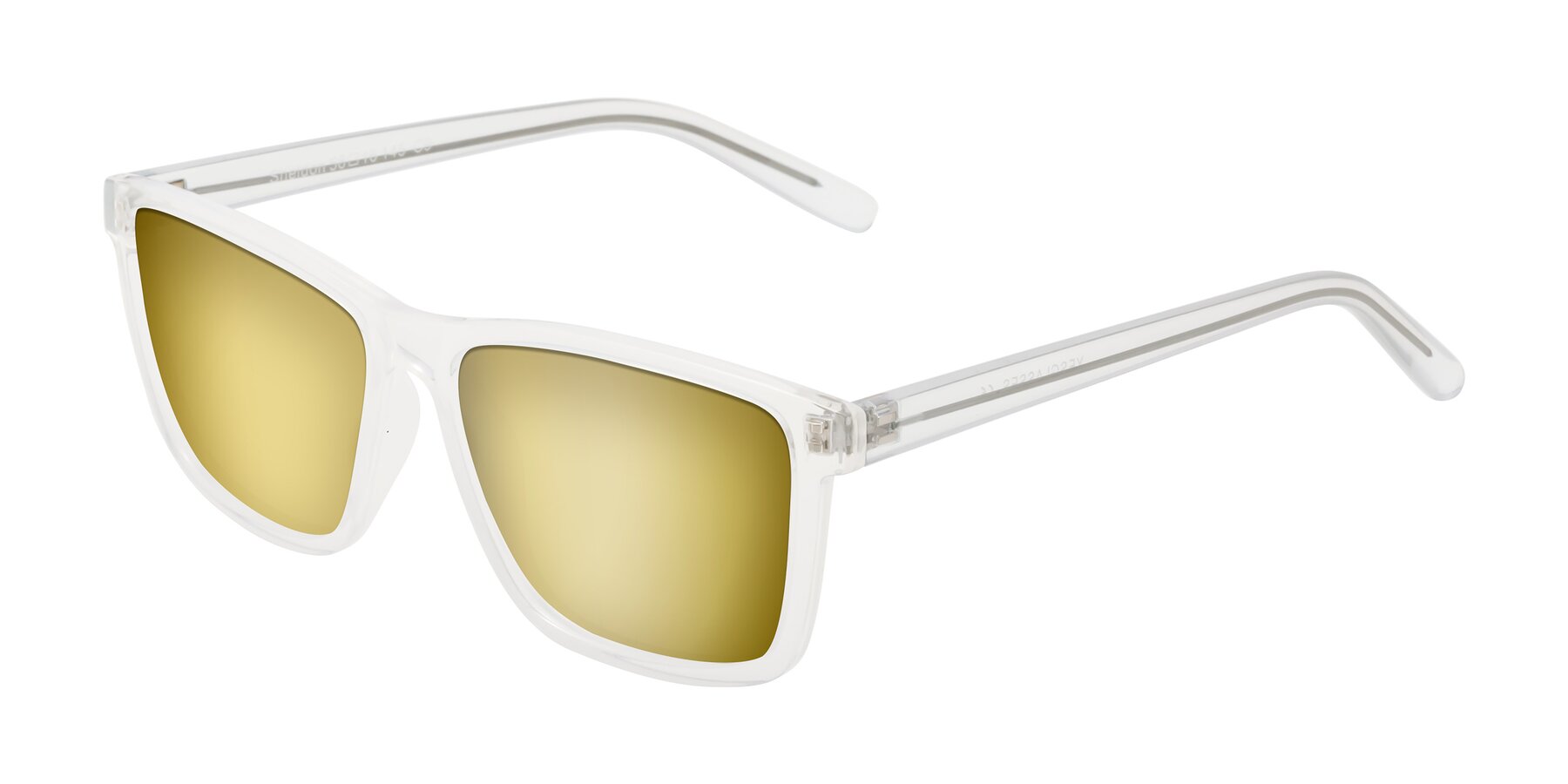 Angle of Sheldon in Translucent White with Gold Mirrored Lenses