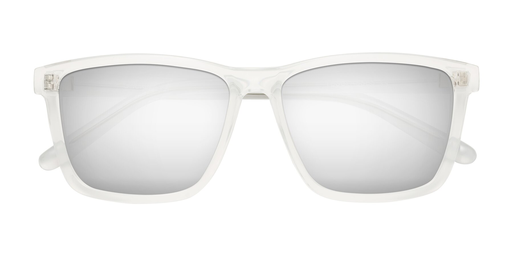 Folded Front of Sheldon in Translucent White with Silver Mirrored Lenses
