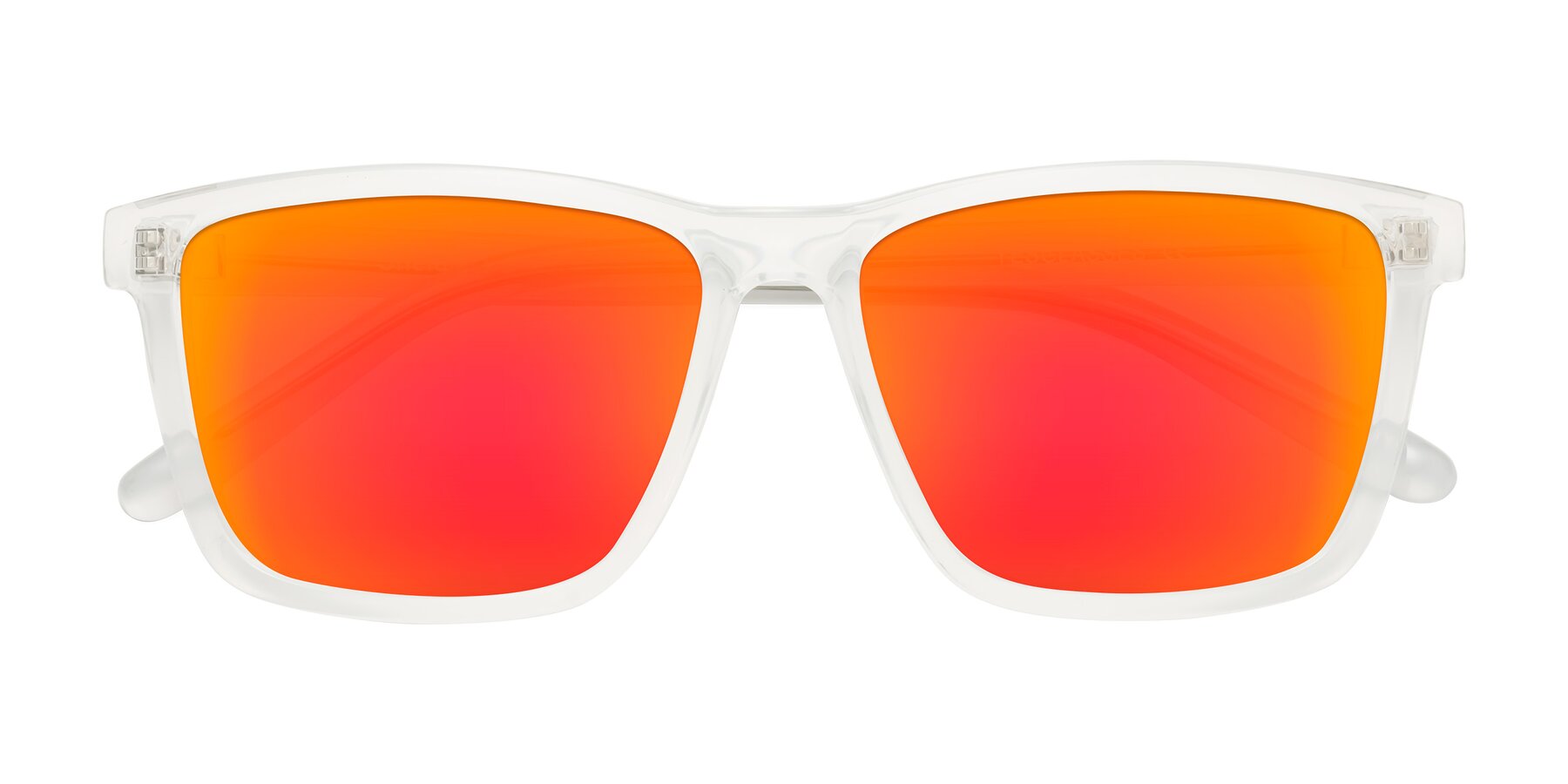 Folded Front of Sheldon in Translucent White with Red Gold Mirrored Lenses