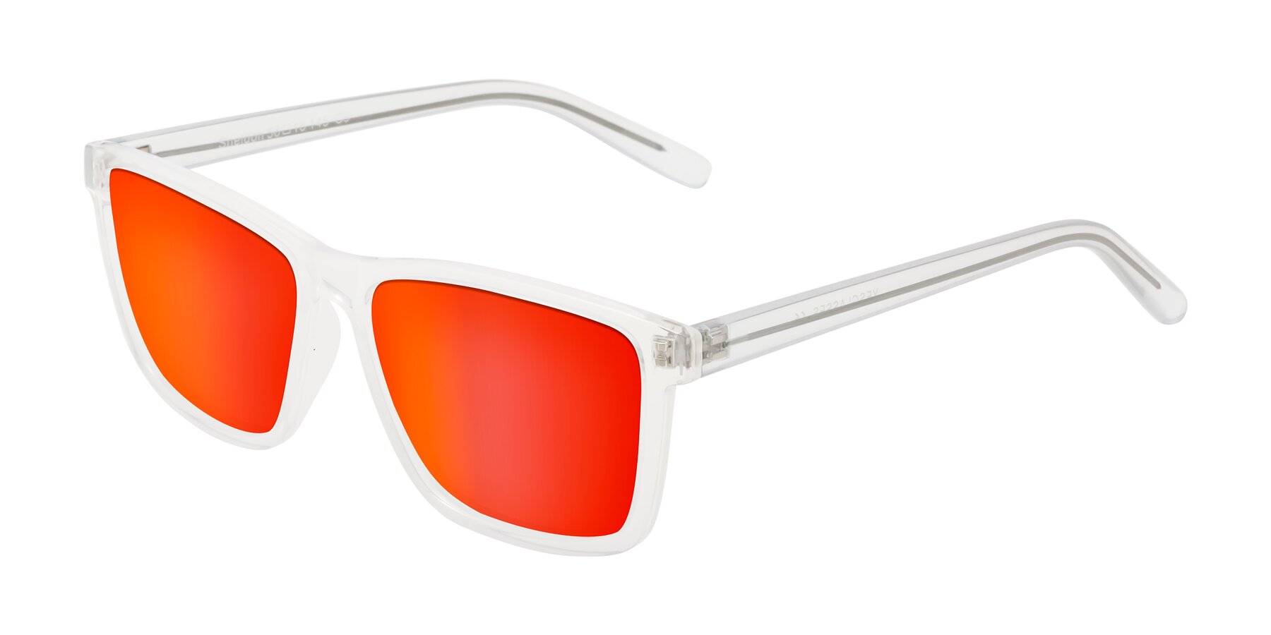 Angle of Sheldon in Translucent White with Red Gold Mirrored Lenses