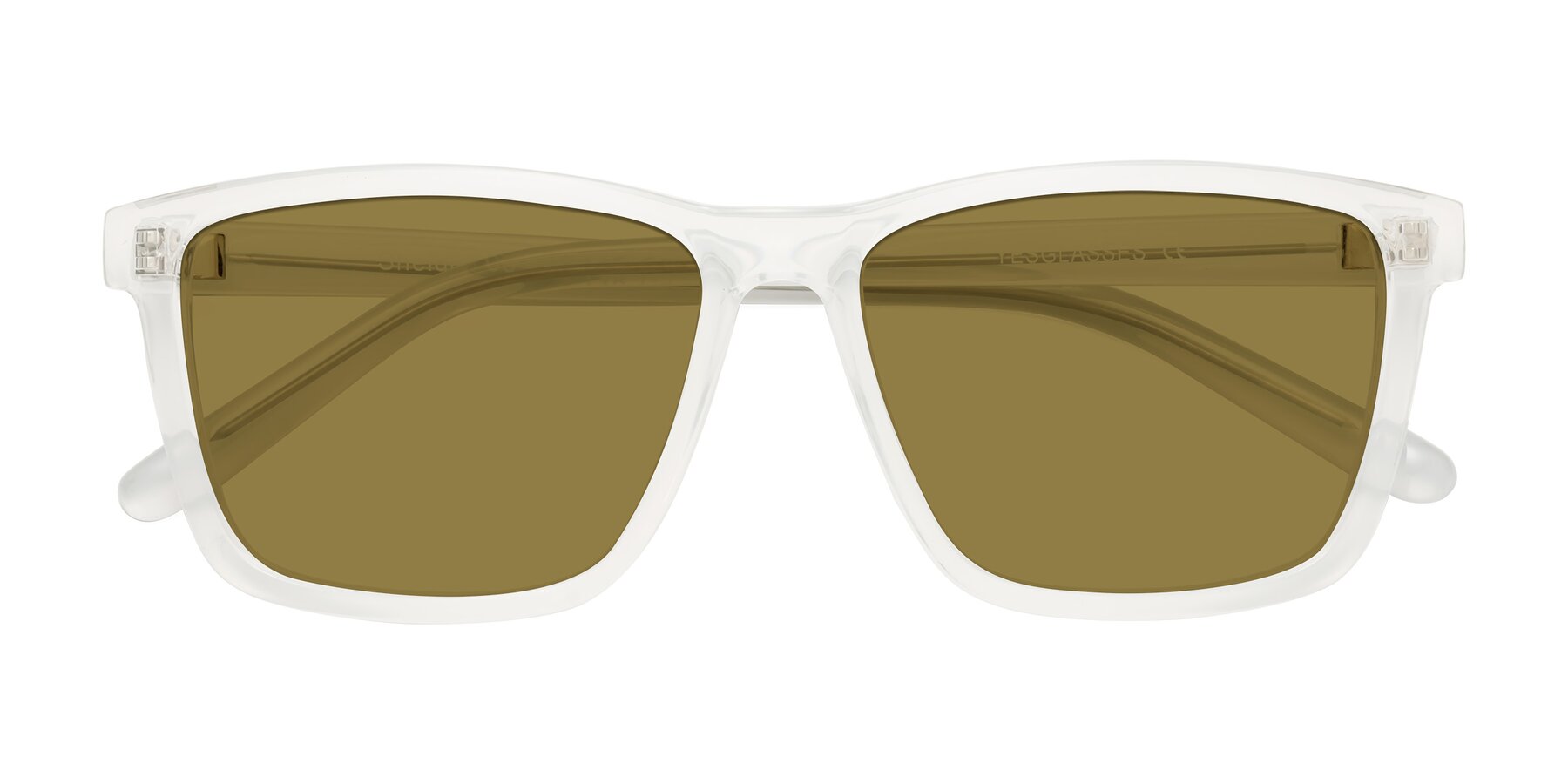 Folded Front of Sheldon in Translucent White with Brown Polarized Lenses