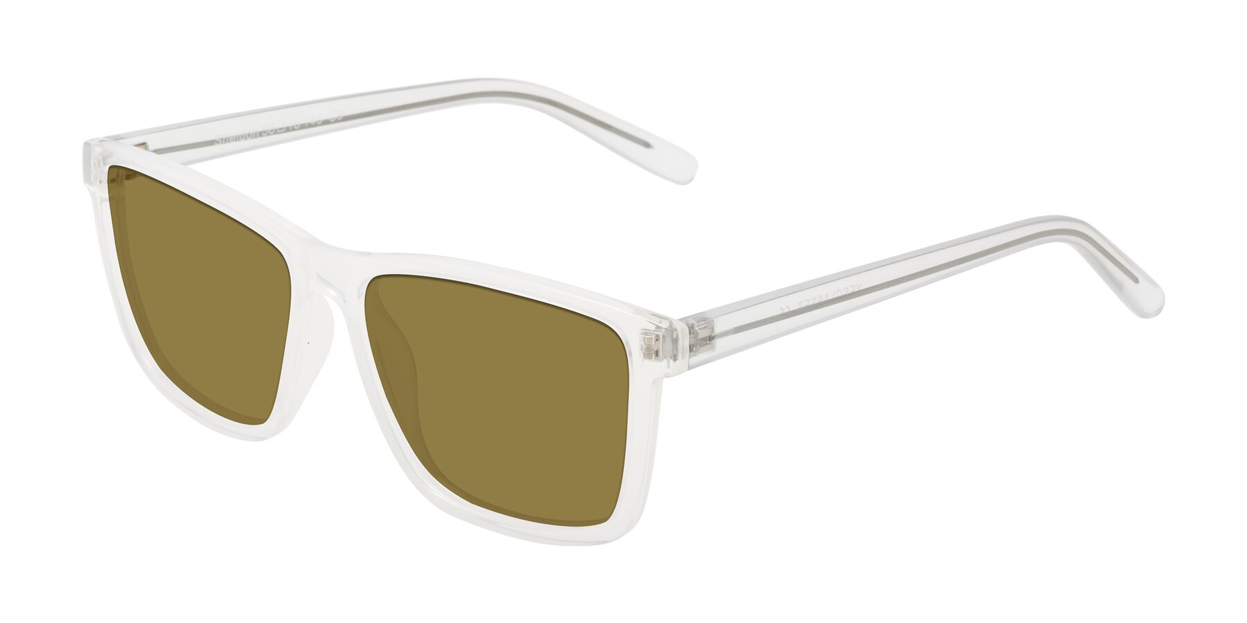 Angle of Sheldon in Translucent White with Brown Polarized Lenses