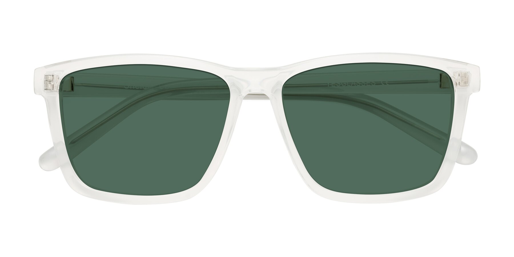 Folded Front of Sheldon in Translucent White with Green Polarized Lenses