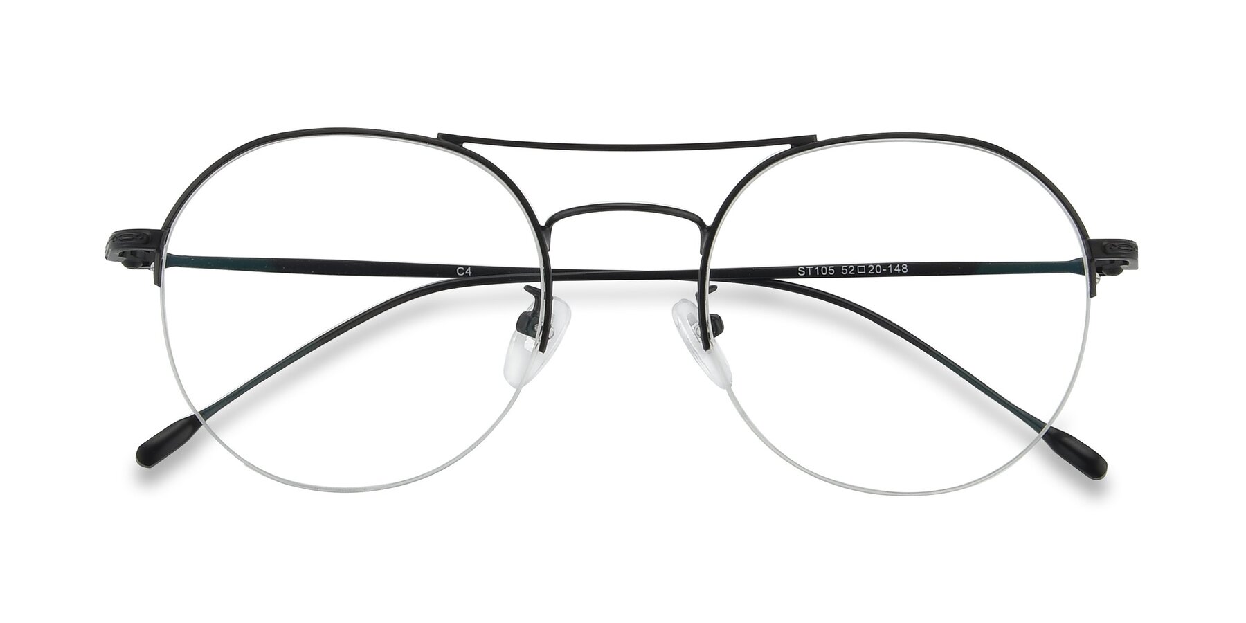Folded Front of ST105 in Black with Clear Blue Light Blocking Lenses