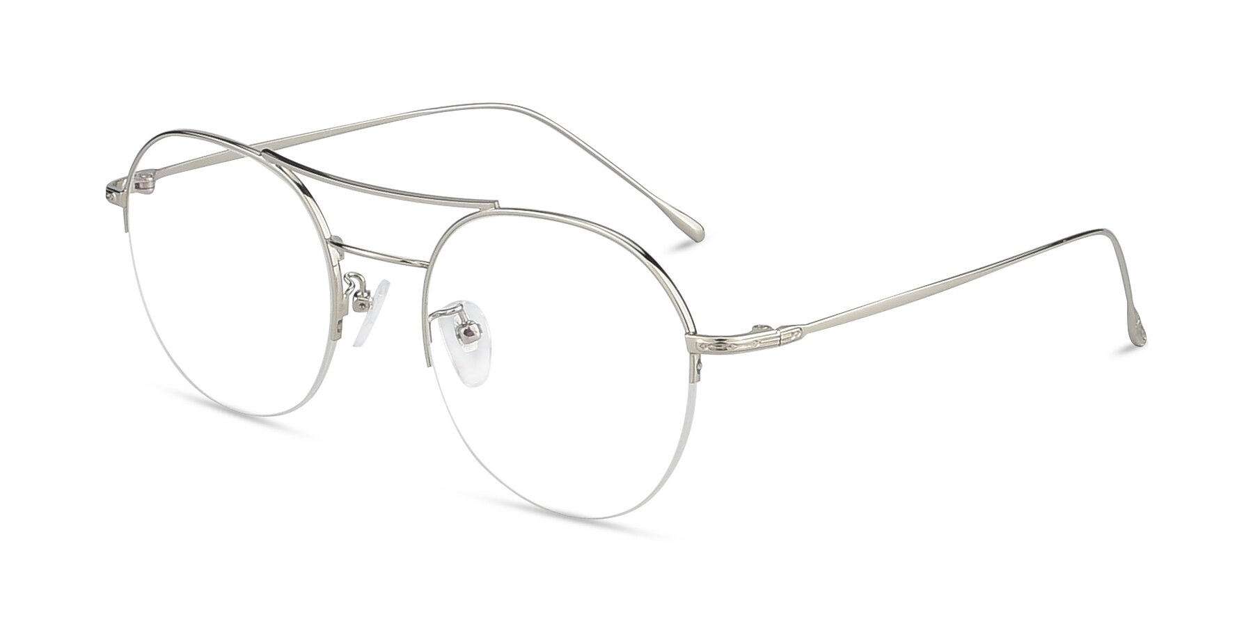 Angle of ST105 in Silver with Clear Eyeglass Lenses