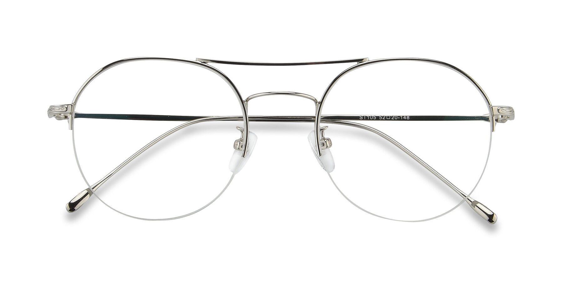 View of ST105 in Silver with Clear Reading Eyeglass Lenses