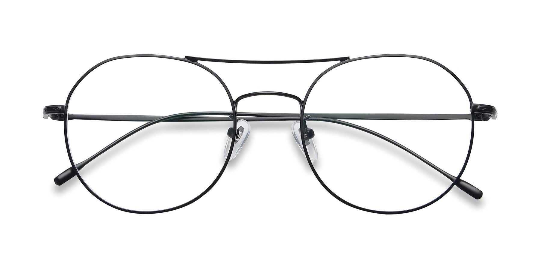 Folded Front of DSR106 in Black with Clear Reading Eyeglass Lenses