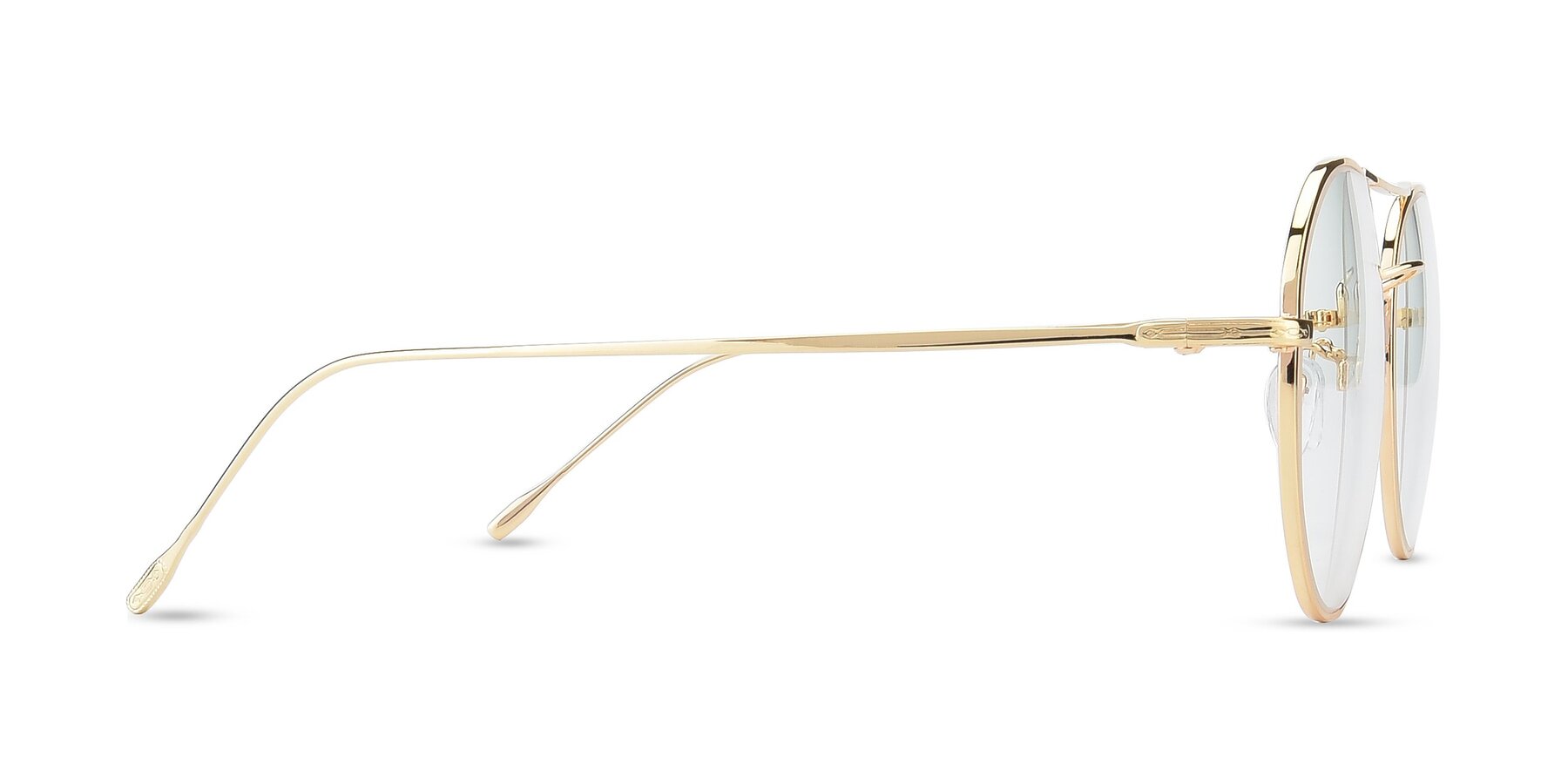 Side of DSR106 in Gold with Clear Reading Eyeglass Lenses