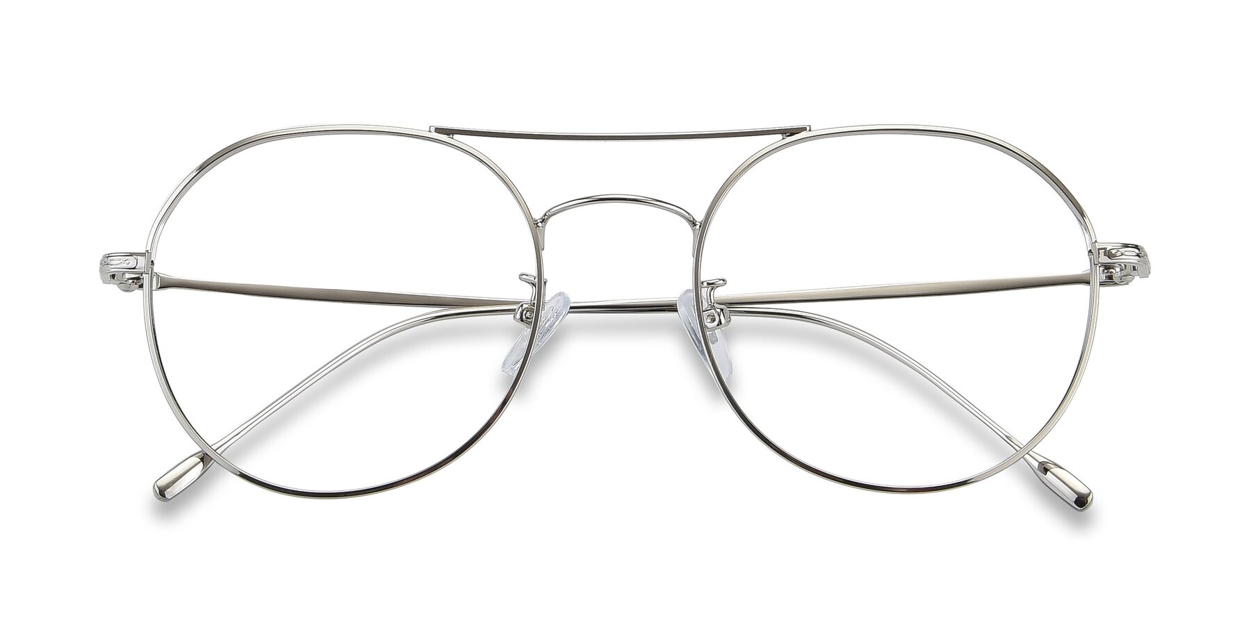 Folded Front of DSR106 in Silver with Clear Reading Eyeglass Lenses