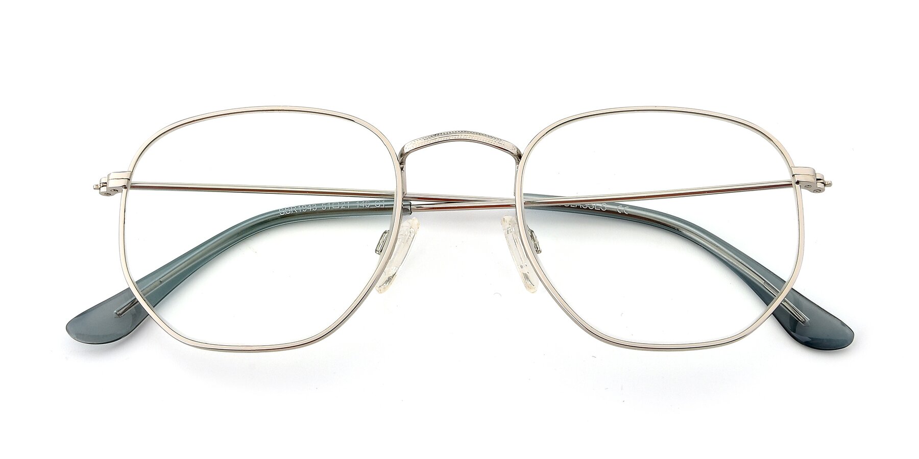 View of SSR1943 in Silver with Clear Reading Eyeglass Lenses
