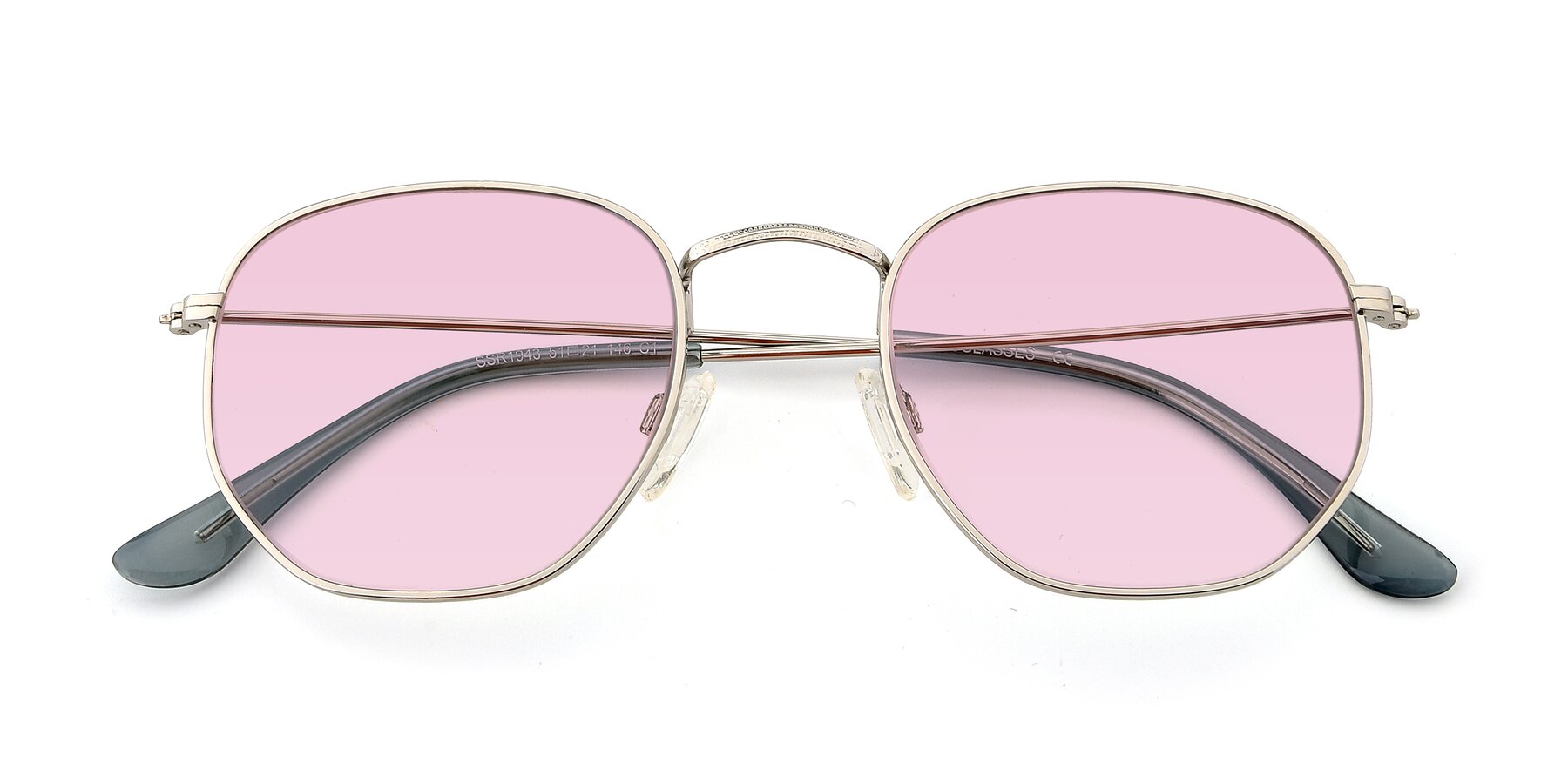 Folded Front of SSR1943 in Silver with Light Pink Tinted Lenses
