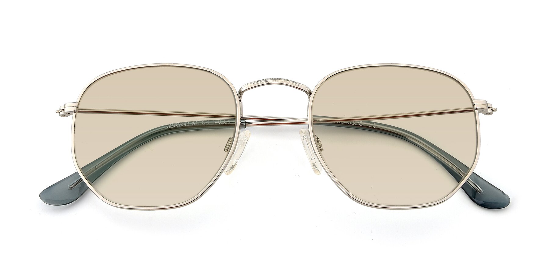 Folded Front of SSR1943 in Silver with Light Brown Tinted Lenses