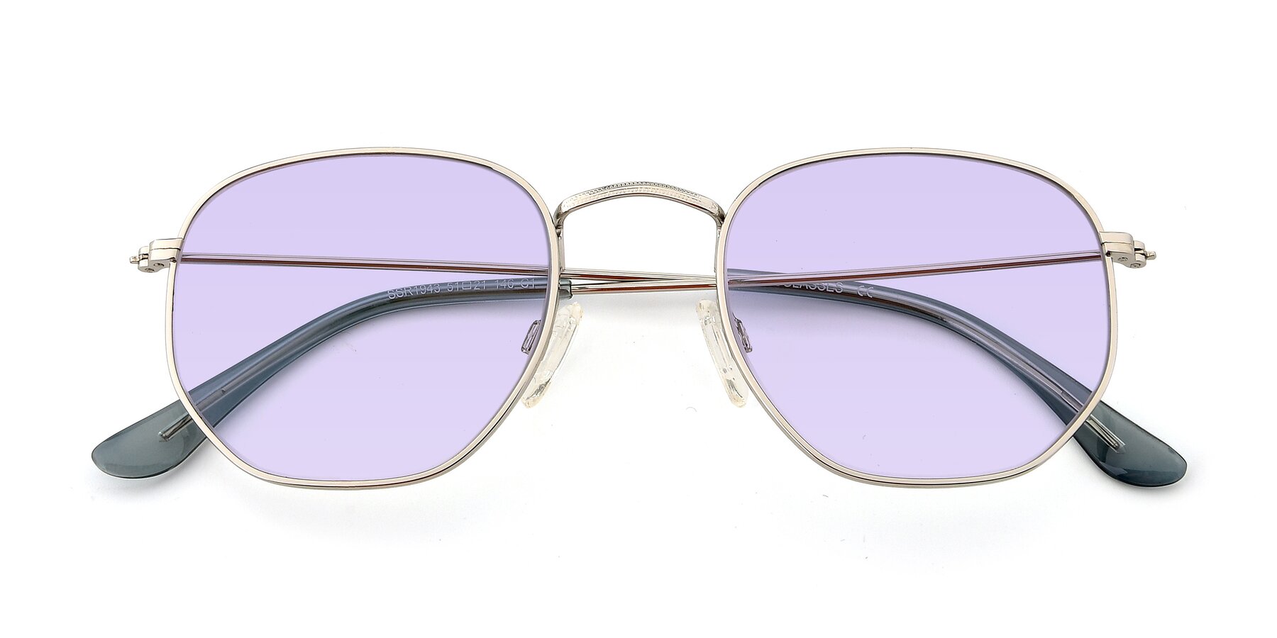 Folded Front of SSR1943 in Silver with Light Purple Tinted Lenses
