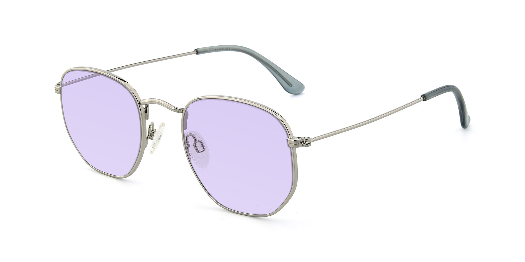 Angle of SSR1943 in Silver with Light Purple Tinted Lenses