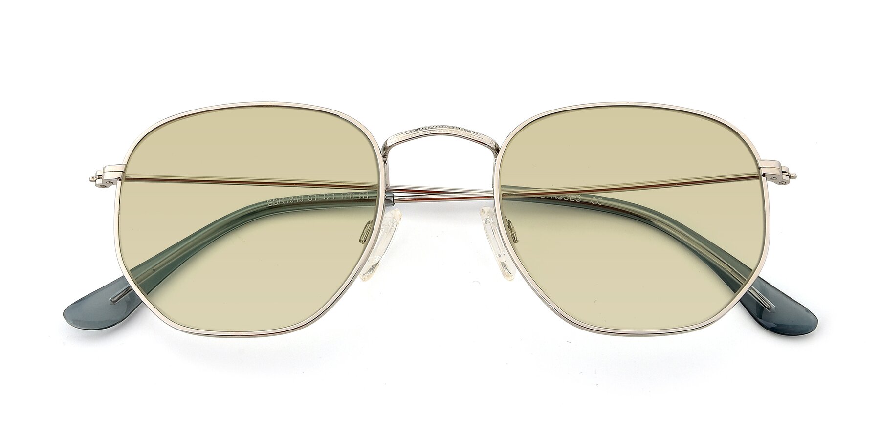 Folded Front of SSR1943 in Silver with Light Champagne Tinted Lenses