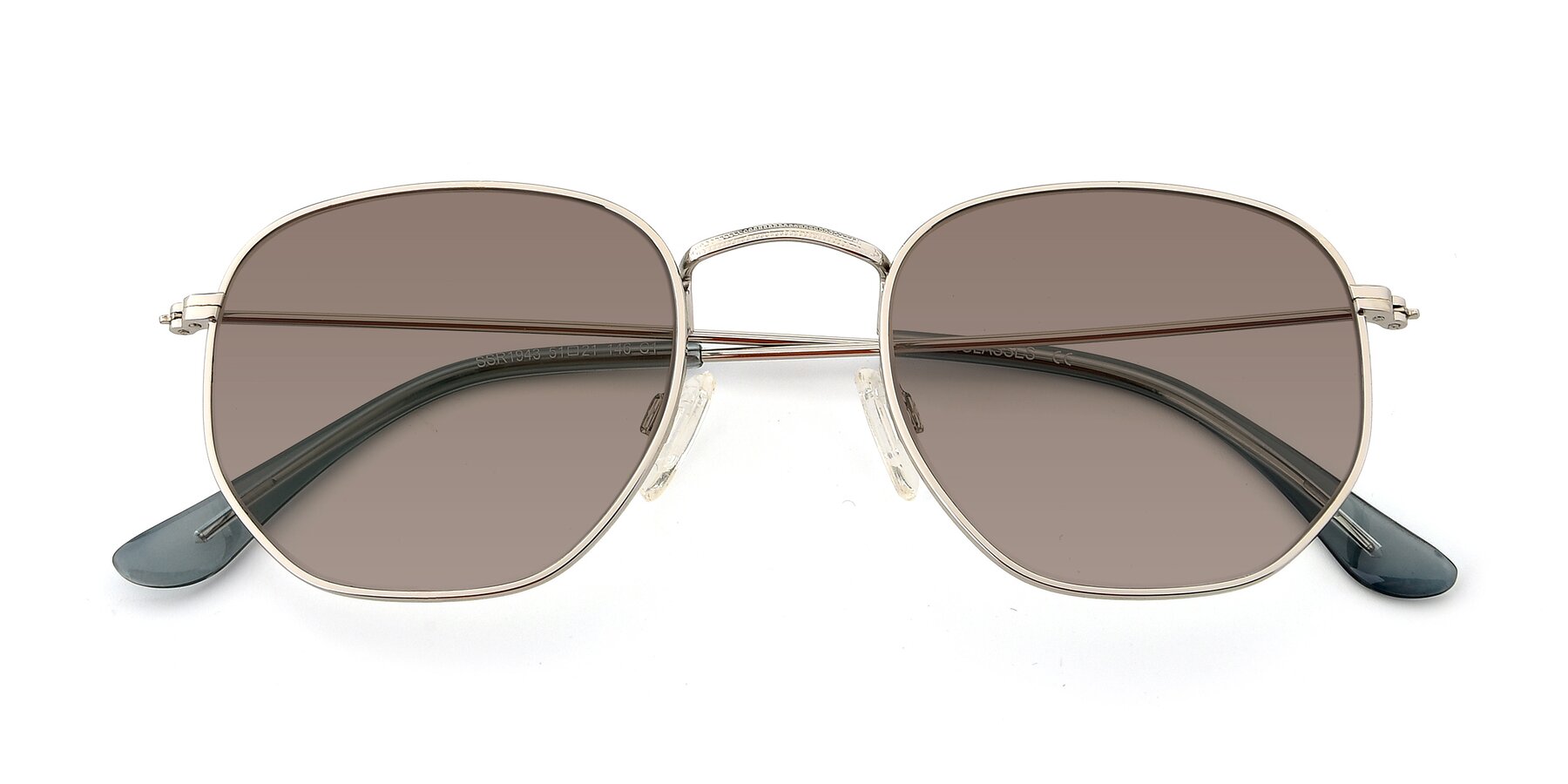 Folded Front of SSR1943 in Silver with Medium Brown Tinted Lenses