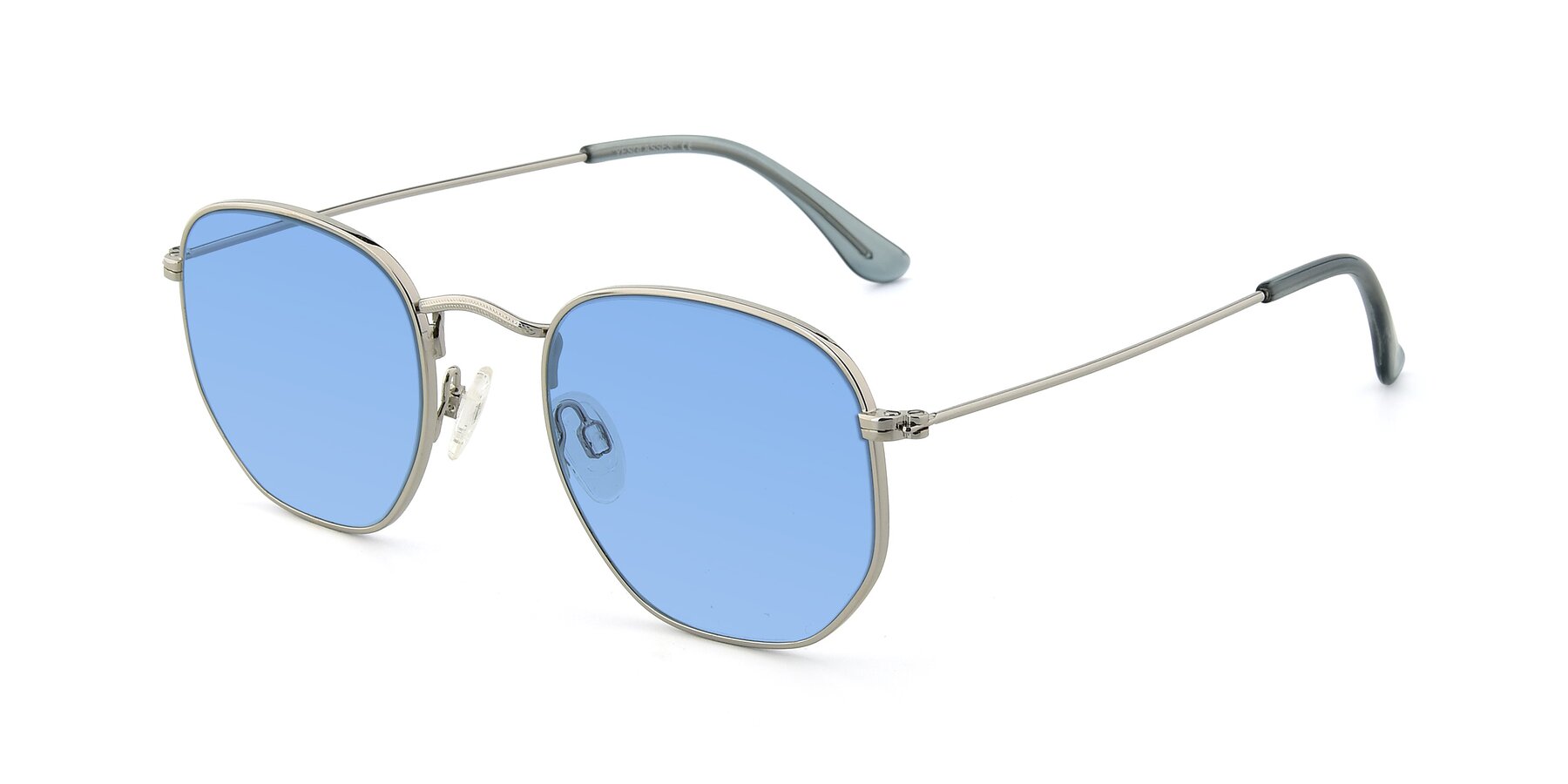 Angle of SSR1943 in Silver with Medium Blue Tinted Lenses