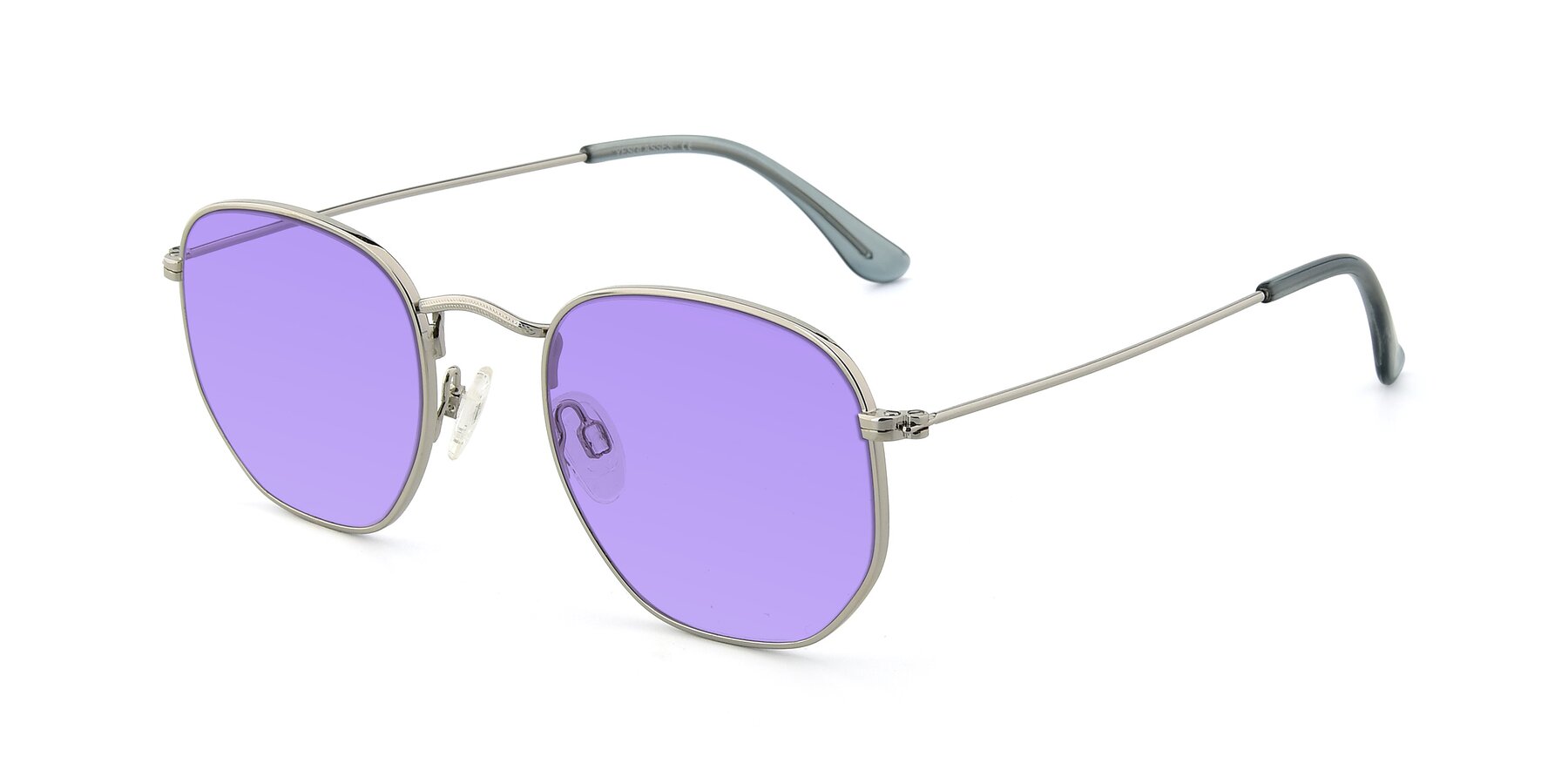 Angle of SSR1943 in Silver with Medium Purple Tinted Lenses