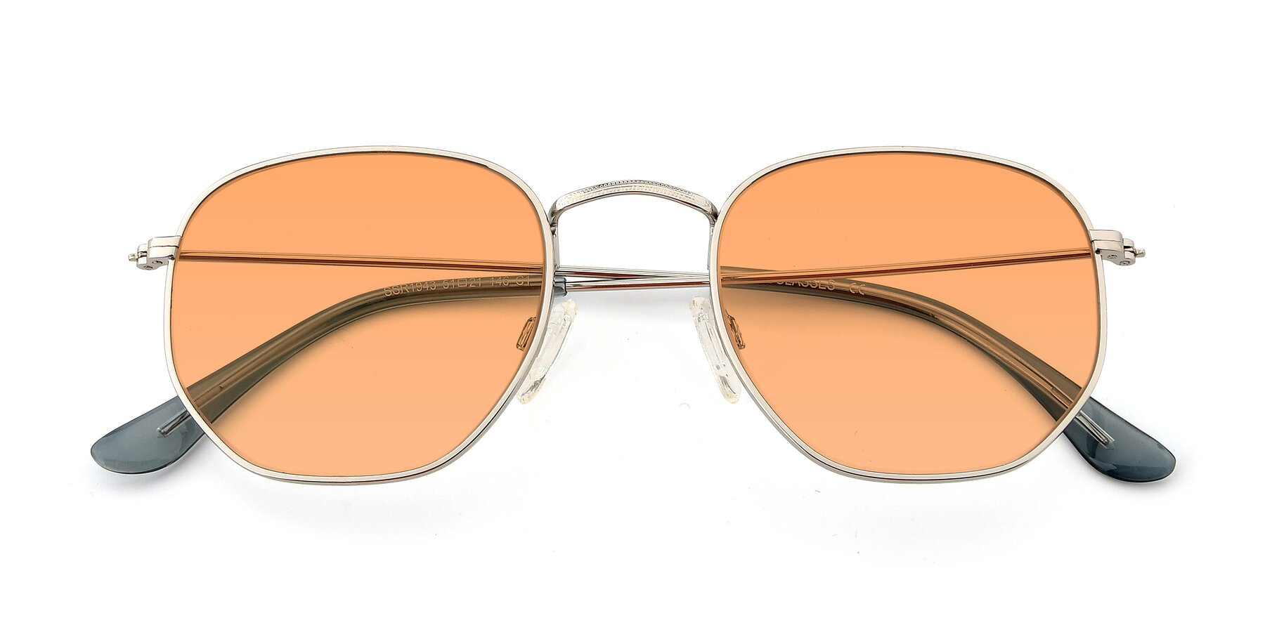 Folded Front of SSR1943 in Silver with Medium Orange Tinted Lenses