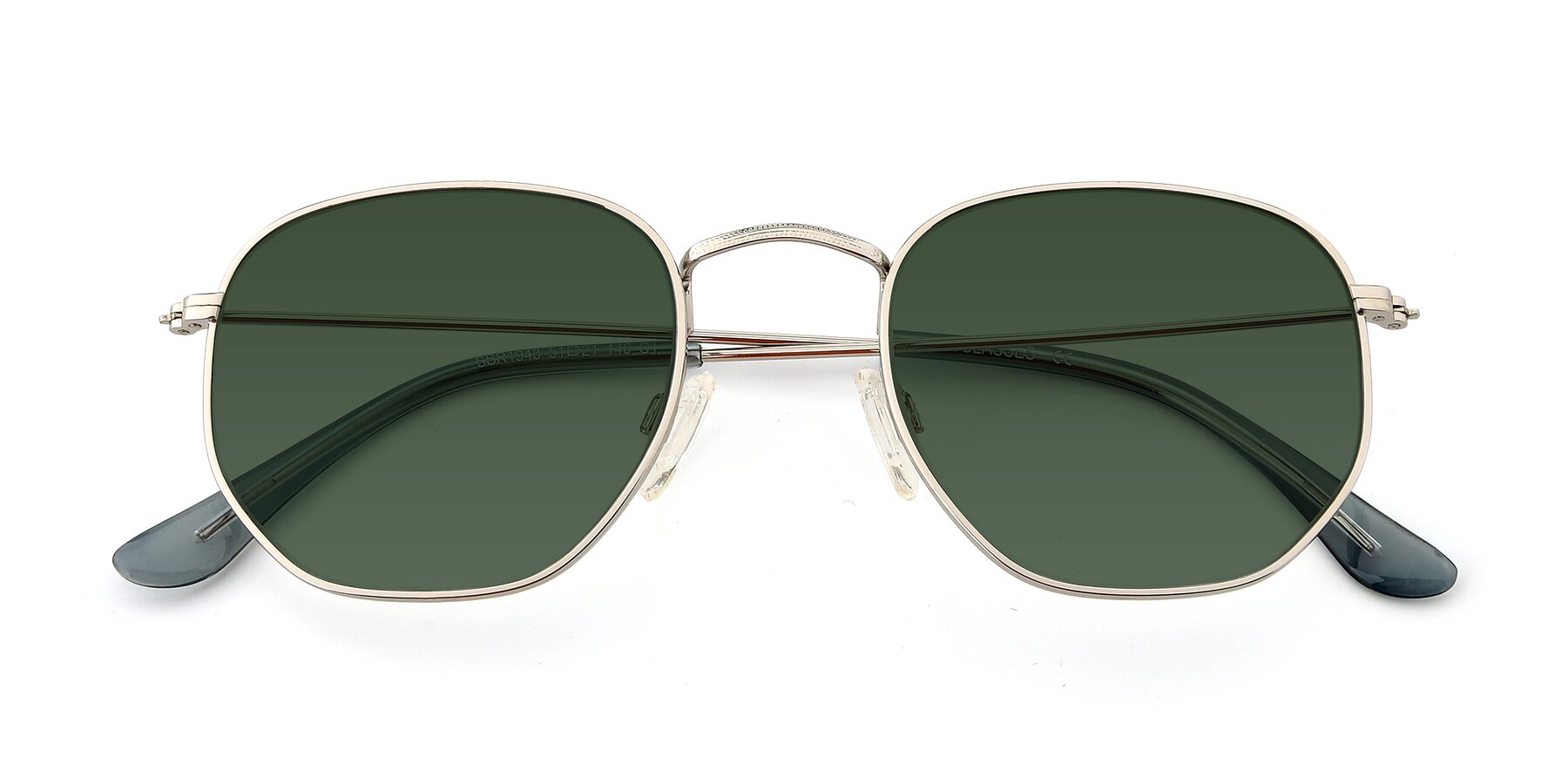 Folded Front of SSR1943 in Silver with Green Tinted Lenses