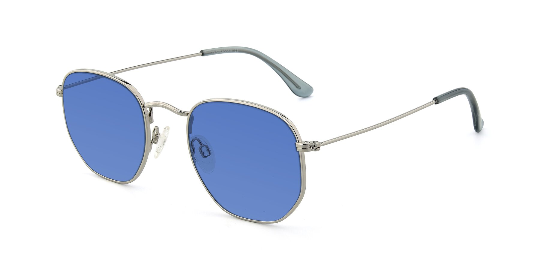 Angle of SSR1943 in Silver with Blue Tinted Lenses