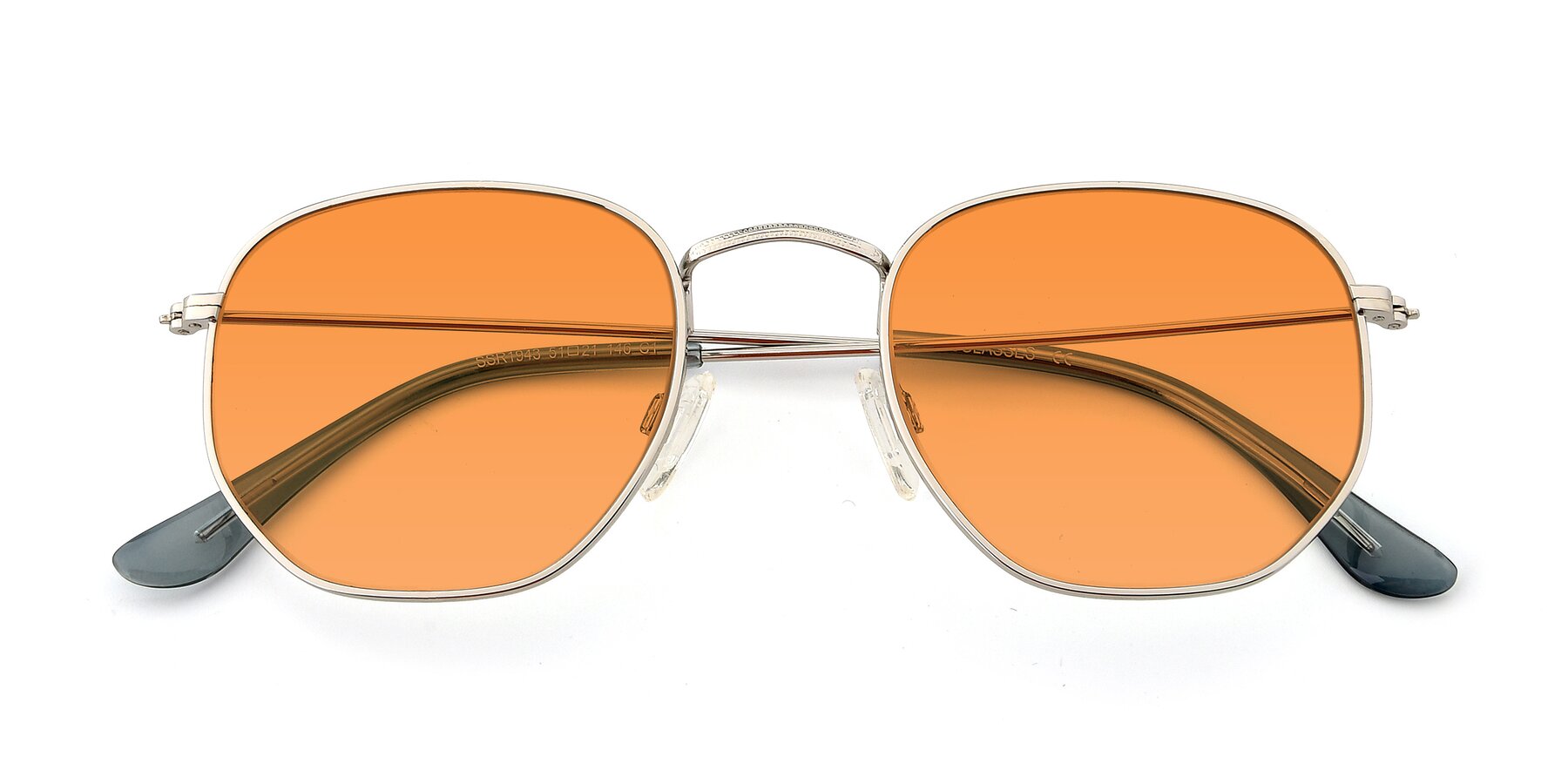 Folded Front of SSR1943 in Silver with Orange Tinted Lenses