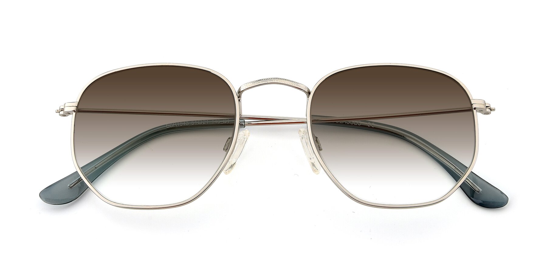 Folded Front of SSR1943 in Silver with Brown Gradient Lenses