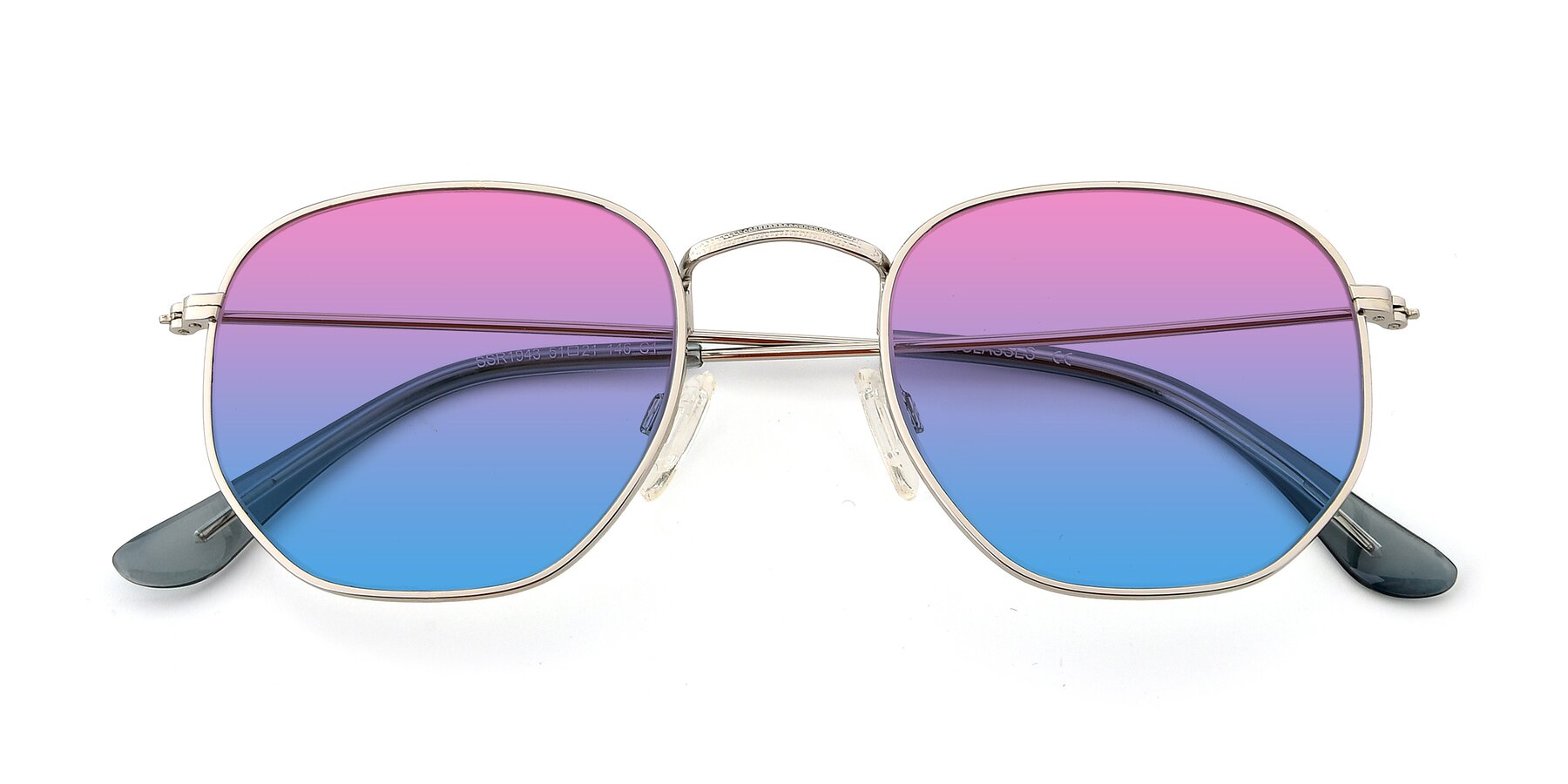 Folded Front of SSR1943 in Silver with Pink / Blue Gradient Lenses