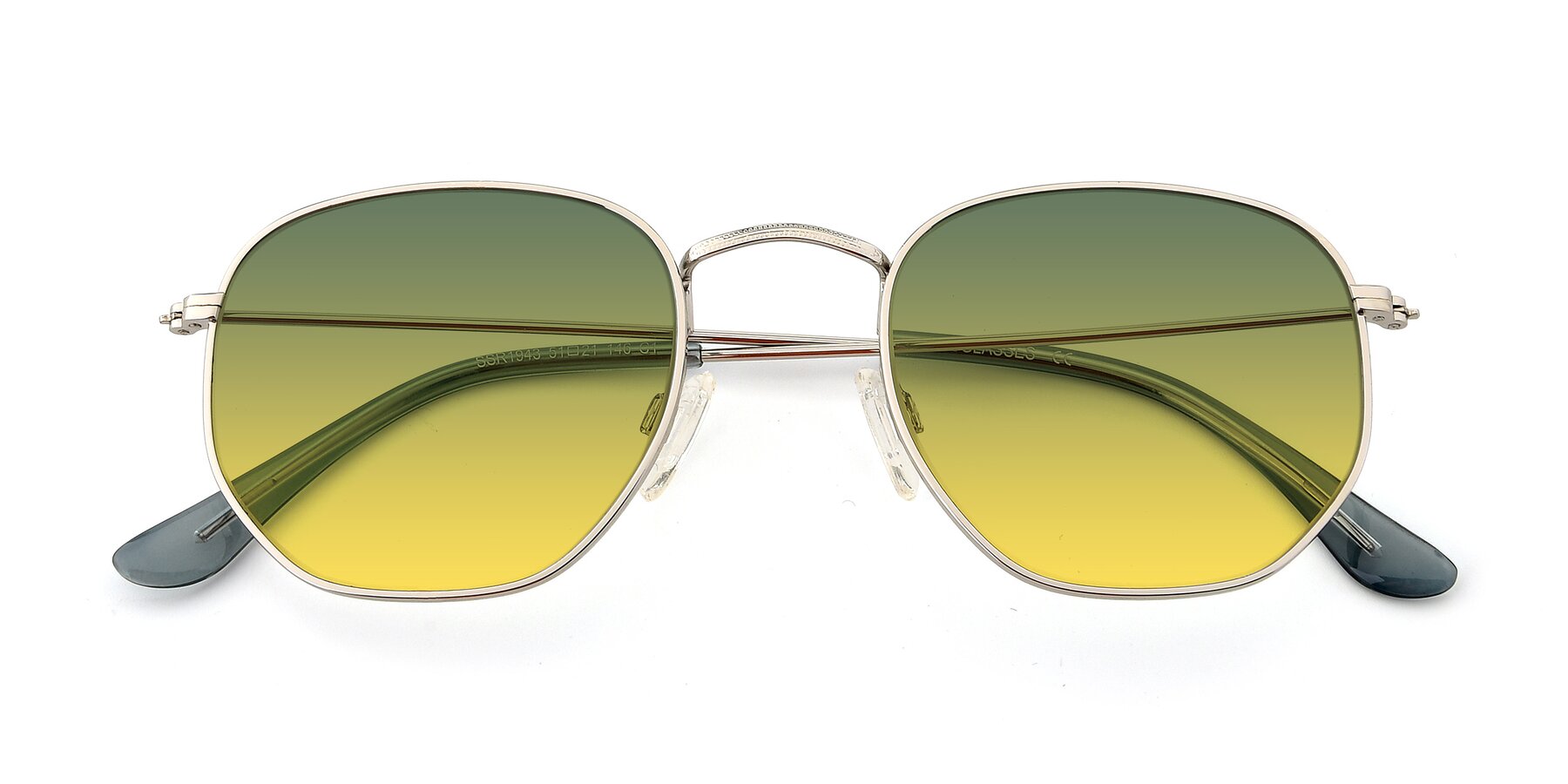 Folded Front of SSR1943 in Silver with Green / Yellow Gradient Lenses