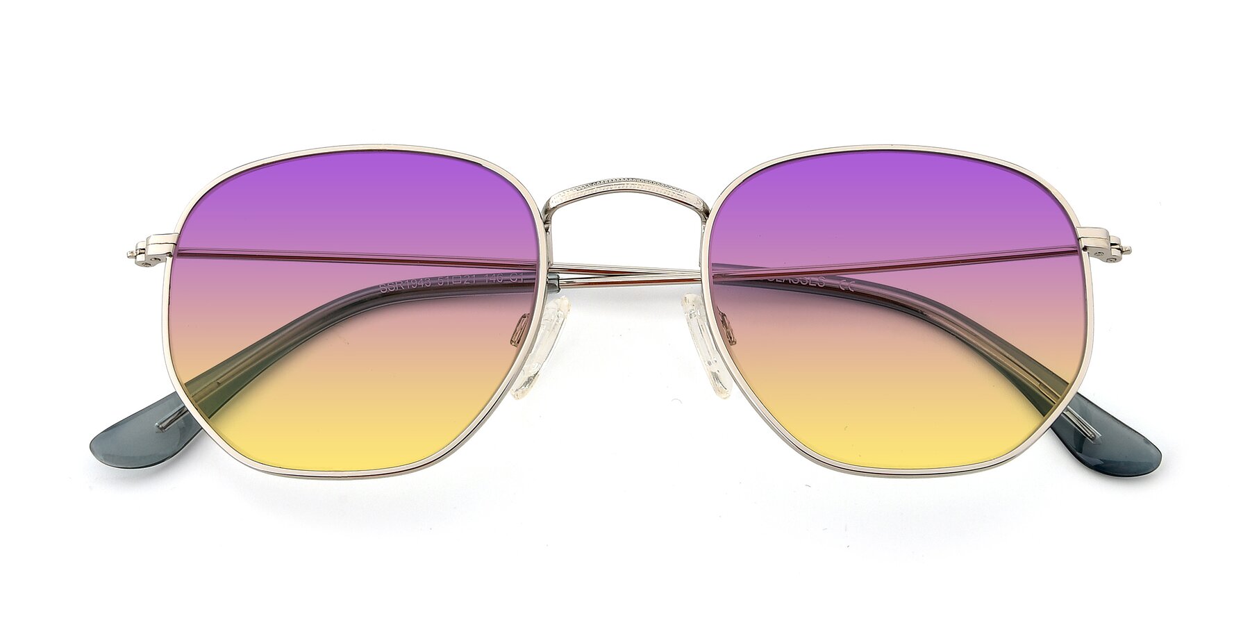 Folded Front of SSR1943 in Silver with Purple / Yellow Gradient Lenses