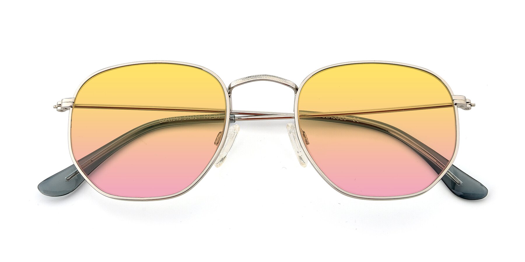 Folded Front of SSR1943 in Silver with Yellow / Pink Gradient Lenses
