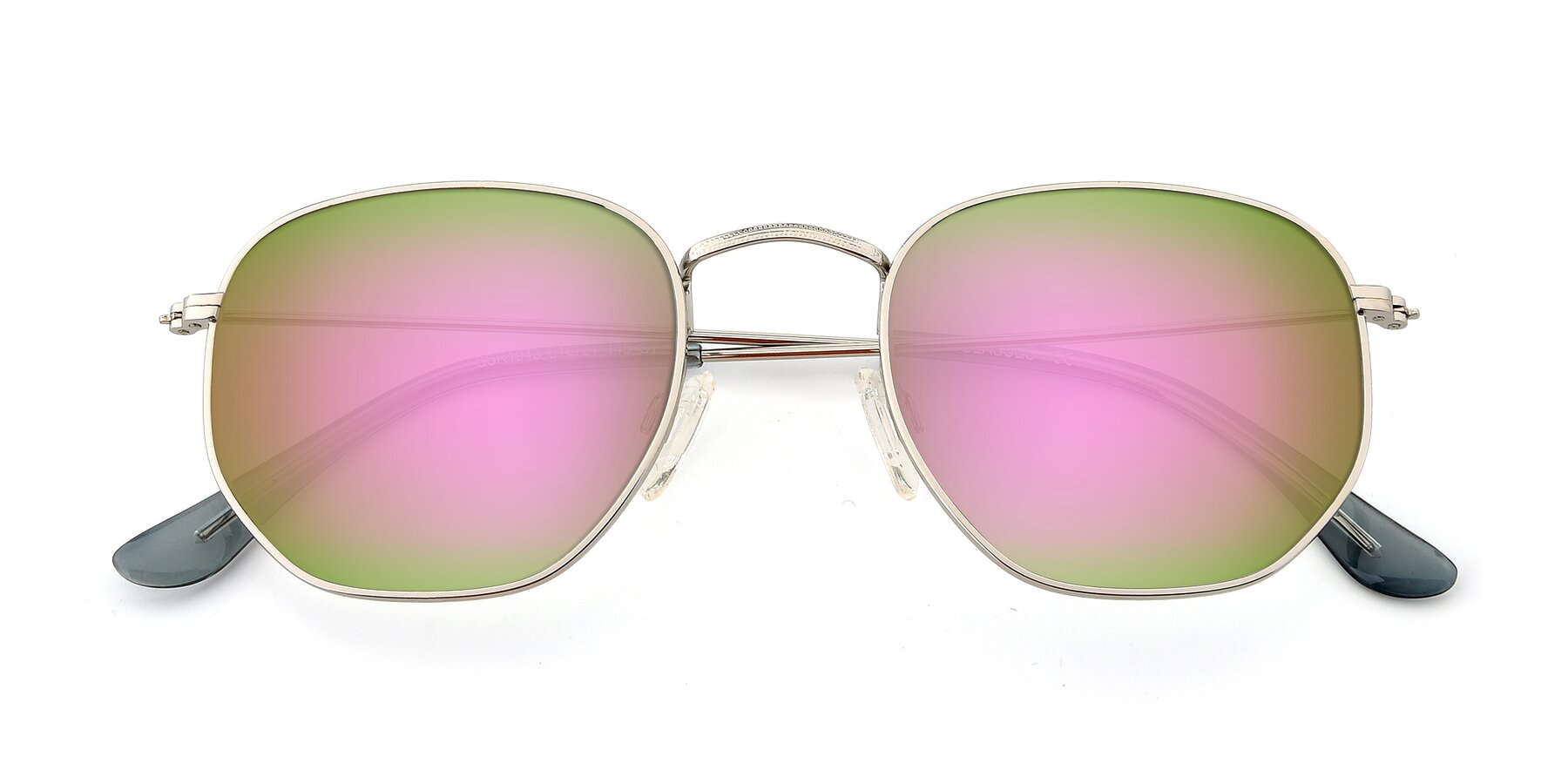 Folded Front of SSR1943 in Silver with Pink Mirrored Lenses