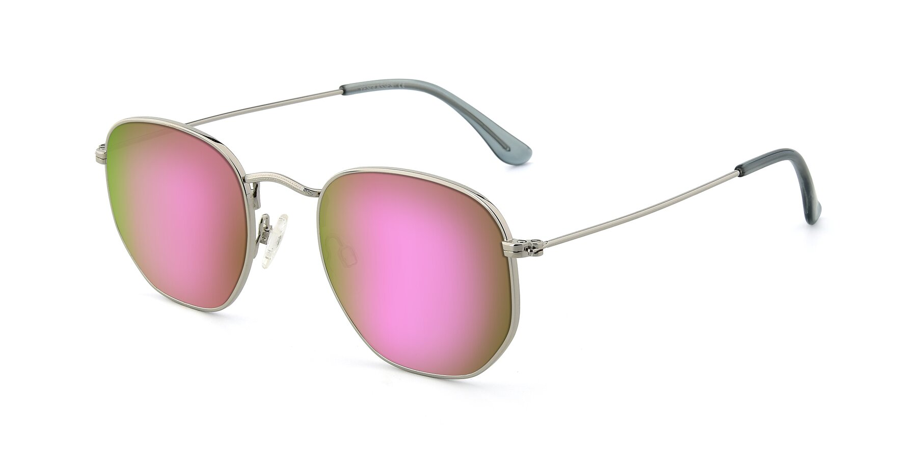 Angle of SSR1943 in Silver with Pink Mirrored Lenses