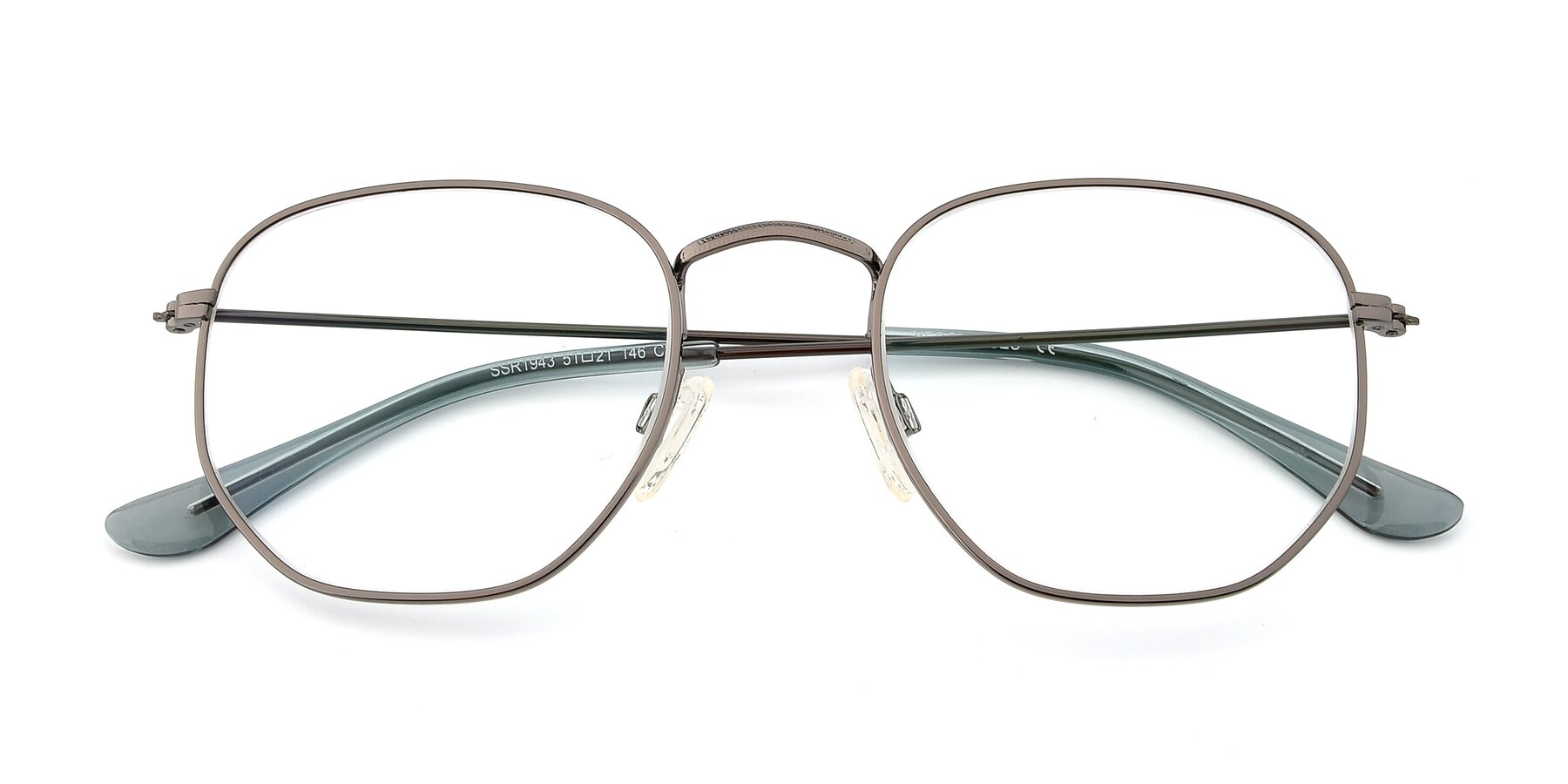 Folded Front of SSR1943 in Grey with Clear Reading Eyeglass Lenses