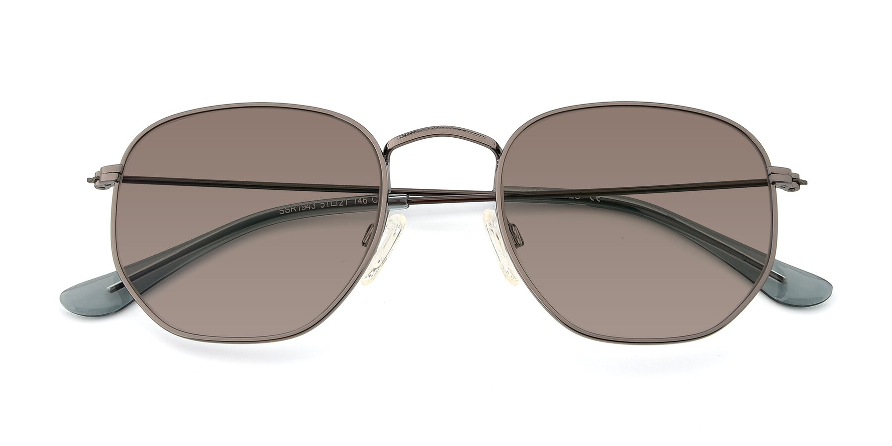 Folded Front of SSR1943 in Grey with Medium Brown Tinted Lenses