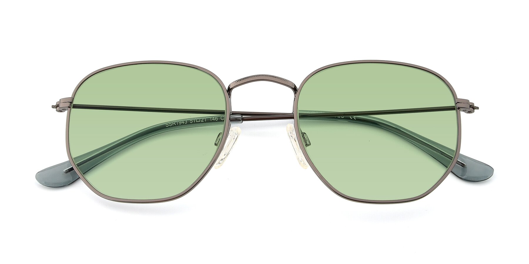 Folded Front of SSR1943 in Grey with Medium Green Tinted Lenses