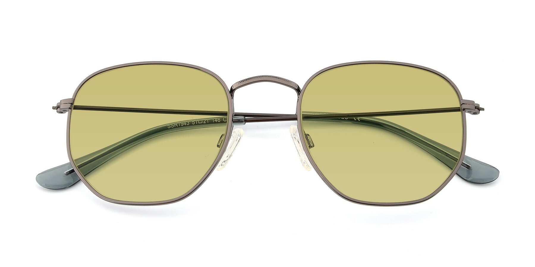 Folded Front of SSR1943 in Grey with Medium Champagne Tinted Lenses