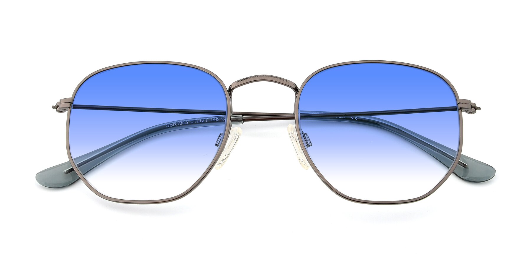 Folded Front of SSR1943 in Grey with Blue Gradient Lenses