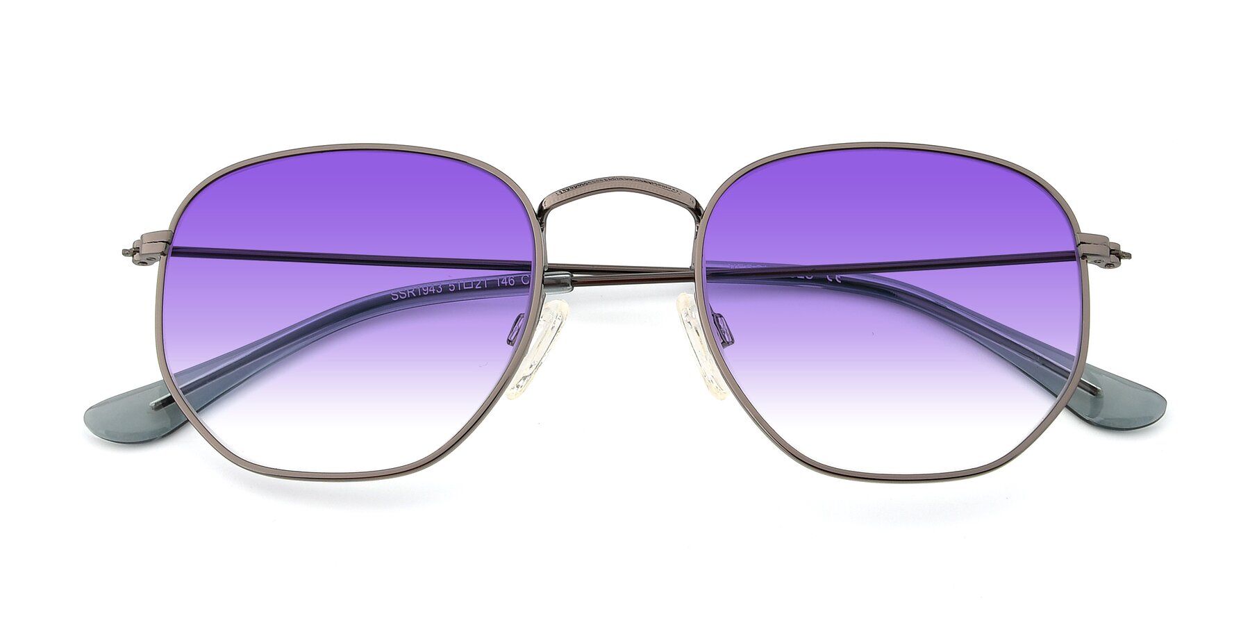 Folded Front of SSR1943 in Grey with Purple Gradient Lenses