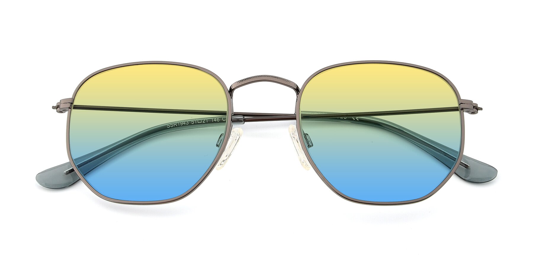 Folded Front of SSR1943 in Grey with Yellow / Blue Gradient Lenses