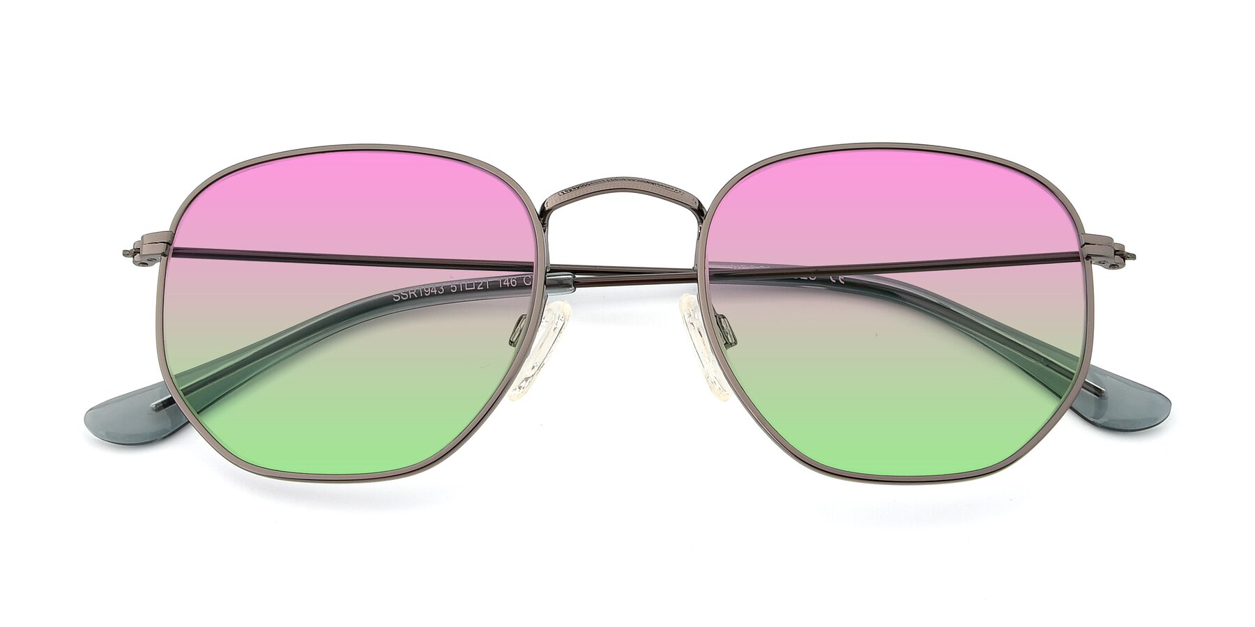 Folded Front of SSR1943 in Grey with Pink / Green Gradient Lenses