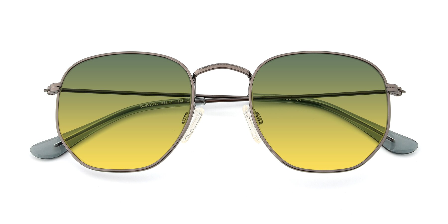 Folded Front of SSR1943 in Grey with Green / Yellow Gradient Lenses