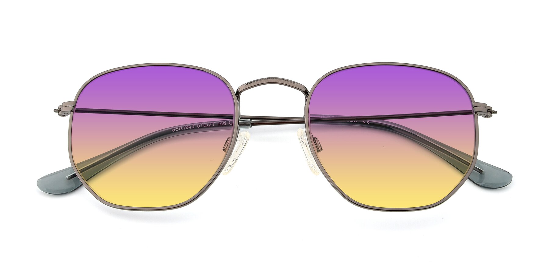 Folded Front of SSR1943 in Grey with Purple / Yellow Gradient Lenses