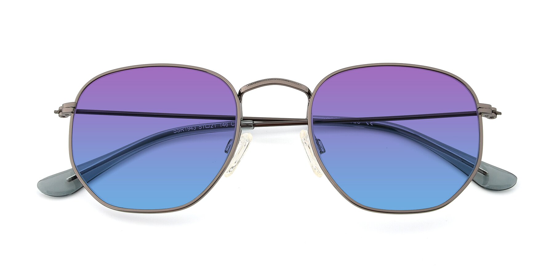Folded Front of SSR1943 in Grey with Purple / Blue Gradient Lenses